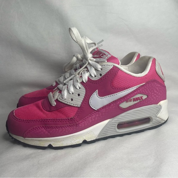 Nike Air Max 90 ‘13 GS Sneakers Youth US 5Y Textured Leather Elephant Pink White - Picture 8 of 16